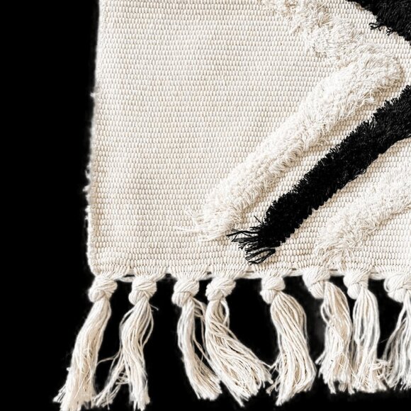 Nordic Boho Geometric Tufted Rug – Ivory & Black - 24” x 36” - Picture 2 of 8